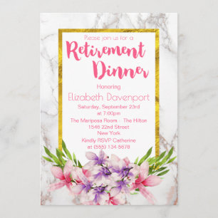 Convite Janto de aposentadoria de Magnolias Rosa e Roxo