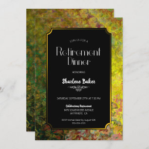 Convite Janto de aposentadoria preto e Dourado