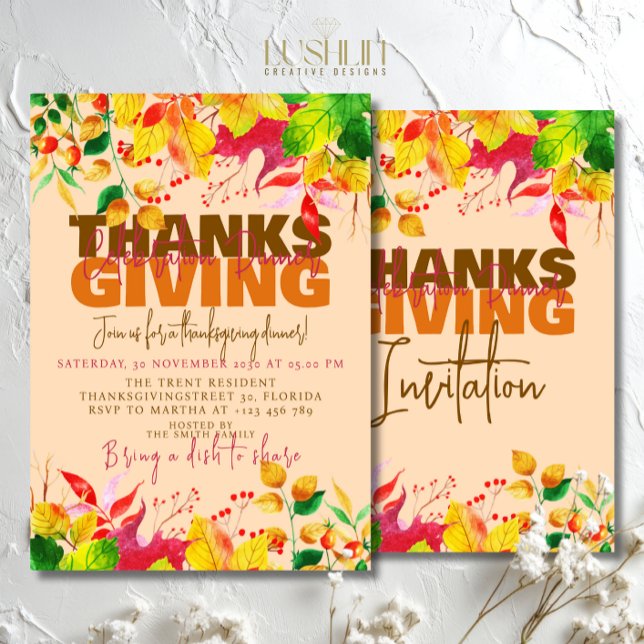 Convite Janto de Celebração de Ação de Graças Colheita de  (Criador carregado)