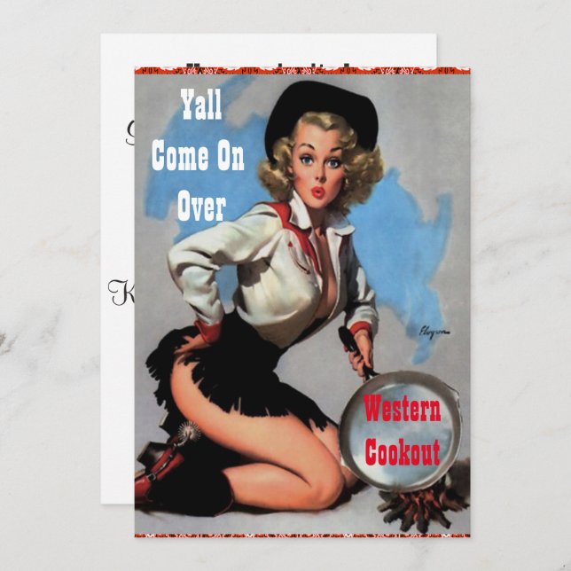 Convite Janto de Cookout do Partido Ocidental (Frente/Verso)