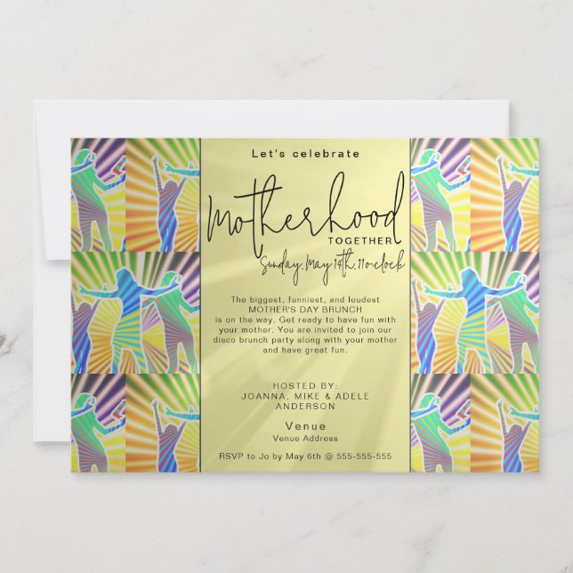 Convite janto de Dia de as mães de Script Retroativo Disco (Frente)