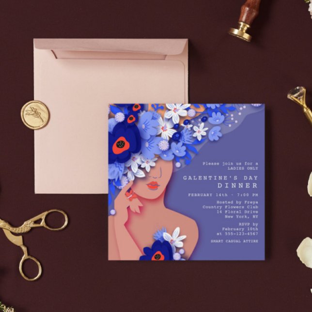 Convite Janto de Dia de Galentine Modern Girly Floral (Criador carregado)