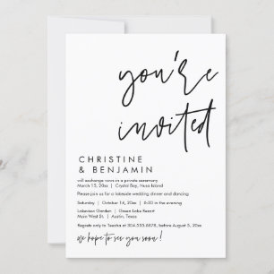 Convite Janto de Elopement de Casamento, Script Casual Mod