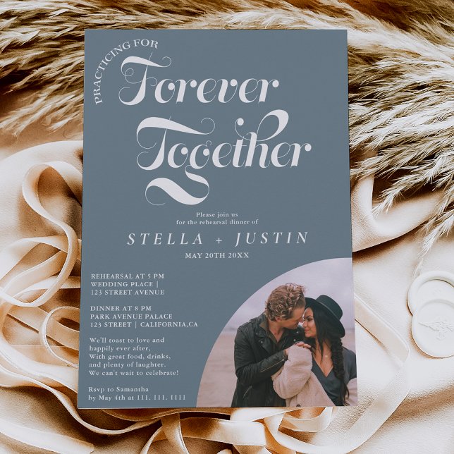 Convite janto de ensaio azul empoeirado com foto para semp (Criador carregado)