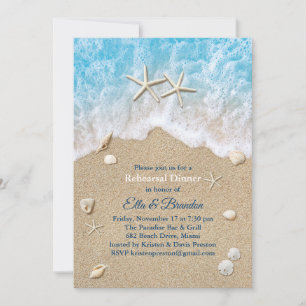 Convite Janto de Ensaio Blue Beach Waves & Starfish