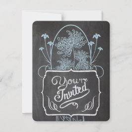 Convite Janto de ensaio Blue Mason Jar Chalkboard Casament
