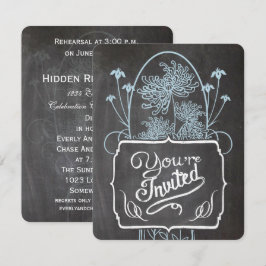 Convite Janto de ensaio Blue Mason Jar Chalkboard Casament