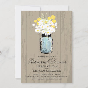 Convite Janto de Ensaio Blue Mason Jar e Daisies