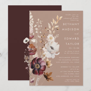 Convite Janto de ensaio Bohemian Floral Fall Taupe