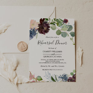 Convite Janto de ensaio Burgundy Floral e Greenerase