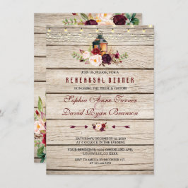 Convite Janto de ensaio Burgundy Marsala Floral Lanterna