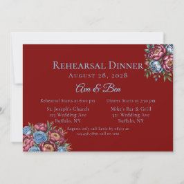 Convite Janto de ensaio Burgundy Peony e Blue Rosa