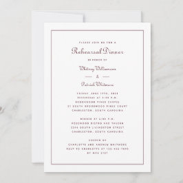 Convite Janto de ensaio Casamento Elegante Burgundy Script
