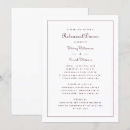 Convite Janto de ensaio Casamento Elegante Burgundy Script