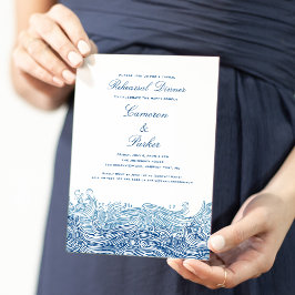 Convite Janto de Ensaio Casual de Casamento no Oceano Azul