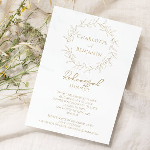 Convite Janto de ensaio clássico de Casamento Verde Dourad