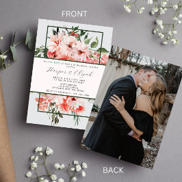 Convite Janto de Ensaio Clássico Vermelho com Blush Floral