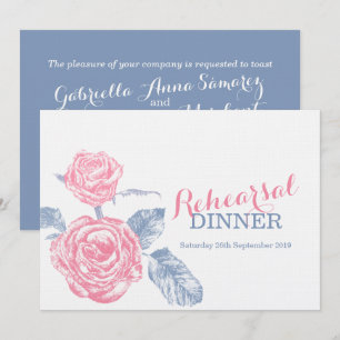 Convite janto de ensaio cor-de-tinta rosa cor-de-rosa azul