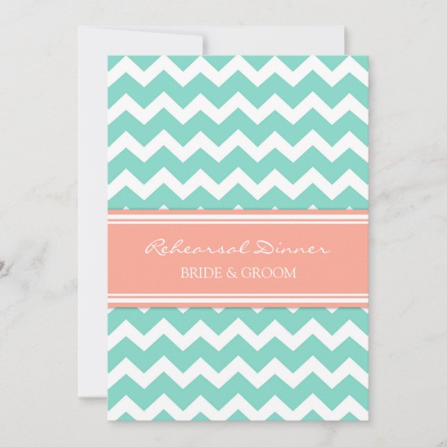 Convite Janto de Ensaio Coral Aqua Chevron (Frente)