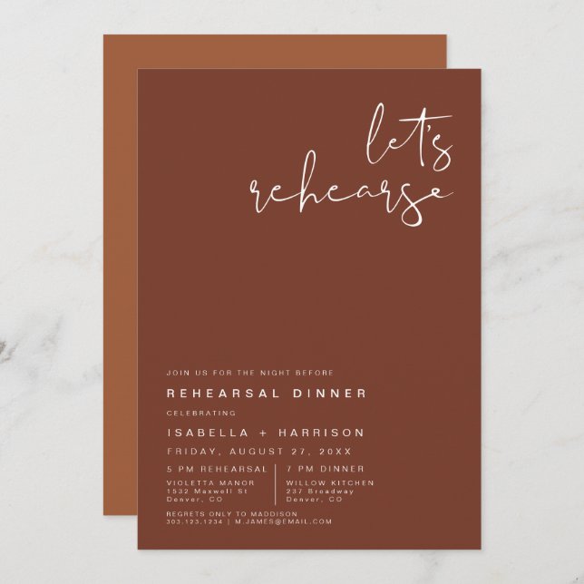 Convite JANTO de ensaio CORIANDER Terracotta e Rust (Frente/Verso)