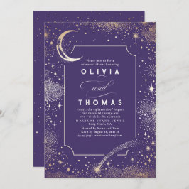 Convite Janto de ensaio da Lua Starry Night Sky Crescent