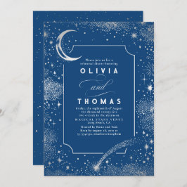 Convite Janto de ensaio da Lua Starry Night Sky Crescent