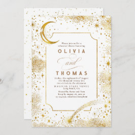 Convite Janto de ensaio da Lua Starry Night Sky Crescent