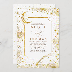 Convite Janto de ensaio da Lua Starry Night Sky Crescent