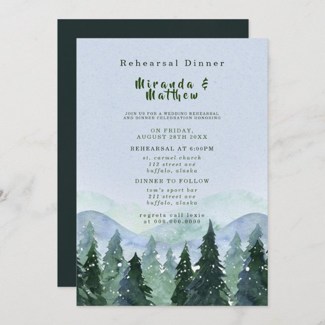 Convite Janto de ensaio da paisagem das árvores das montan (Frente/Verso)