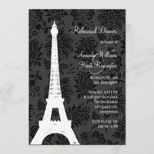 Convite Janto de ensaio Damask Paris (preto)