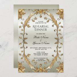Convite Janto de ensaio das flores do Ornamentado do ouro