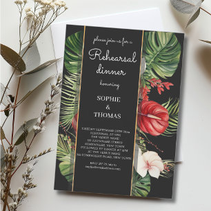 Convite Janto de ensaio das flores tropicais e folhas escu