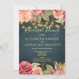 Convite Janto de ensaio das luzes de marinho rosa elegante