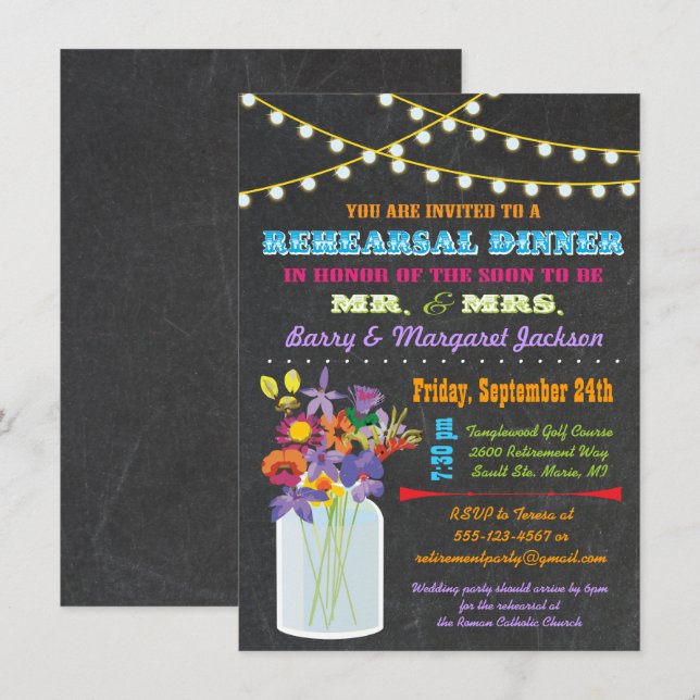 Convite Janto de ensaio de alcalinização com flores de jar (Frente/Verso)