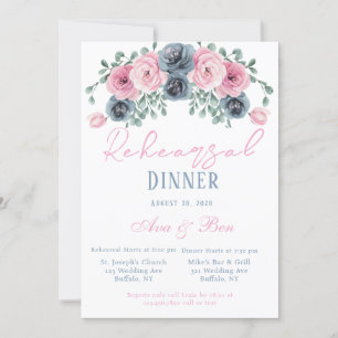 Convite Janto de ensaio de Bloomias Azuis Rosa e Derrassad