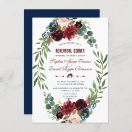 Convite Janto de Ensaio de Bloqueio Floral Azul do Marinho