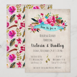 Convite Janto de Ensaio de Boho Chic Floral de Aquarela