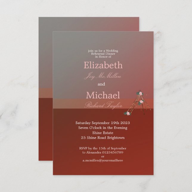 Convite Janto de Ensaio de Boho Chic Teepee Tipi (Frente/Verso)