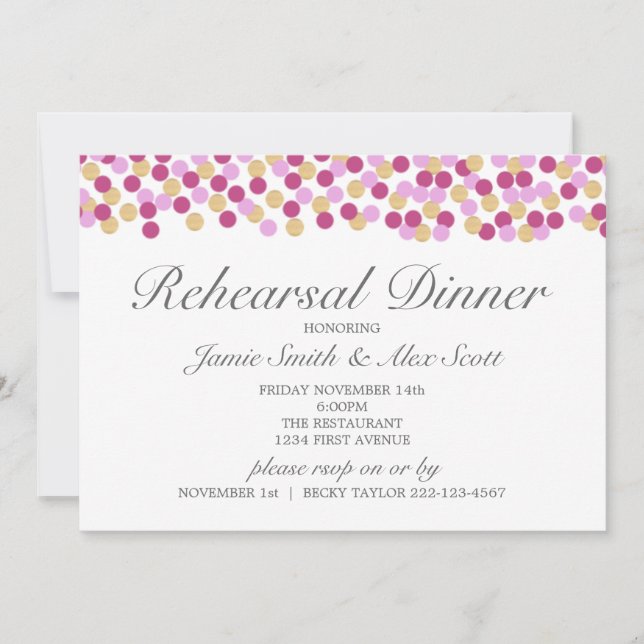 Convite Janto de ensaio de Bolinhas roxo e Dourado (Frente)