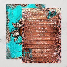 Convite Janto de Ensaio de Boots do Cowboy Turquesa