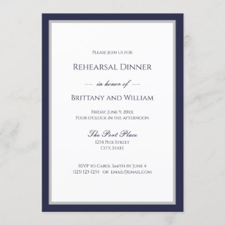 Convite Janto de ensaio de borda azul de Marinho clássico