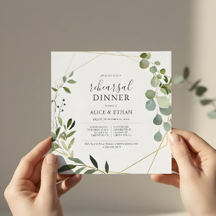 Convite Janto de ensaio de Caligrafia Rustic Boho Greenery