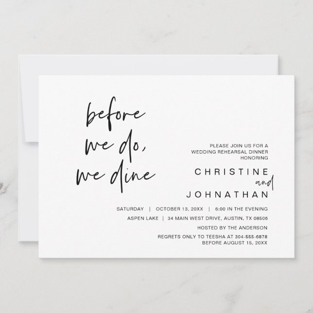 Convite Janto De Ensaio De Casamento, Antes De Fazermos, J (Frente)
