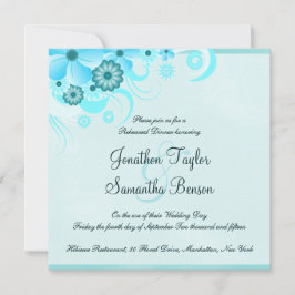 Convite Janto de Ensaio de Casamento ao Quadrado Azul-Aqua