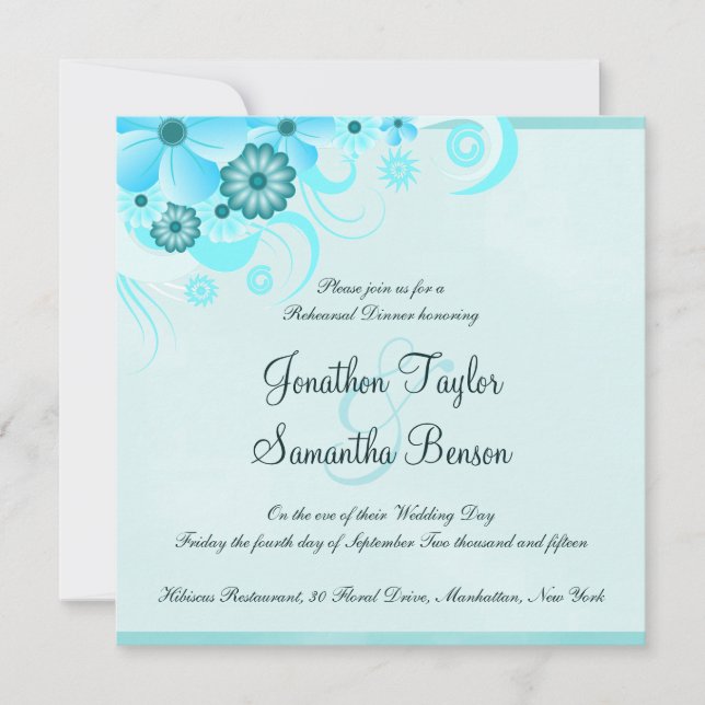 Convite Janto de Ensaio de Casamento ao Quadrado Azul-Aqua (Frente)