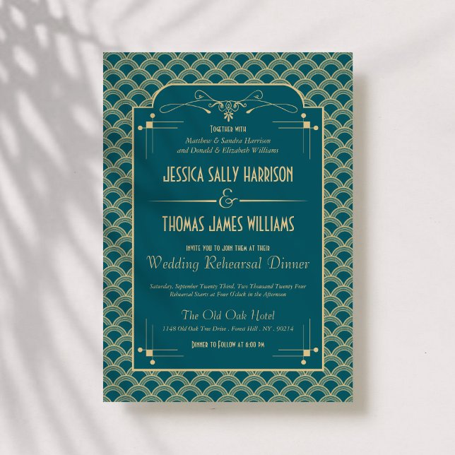 Convite janto de ensaio de casamento Art Deco Gatsby de 19 (Criador carregado)