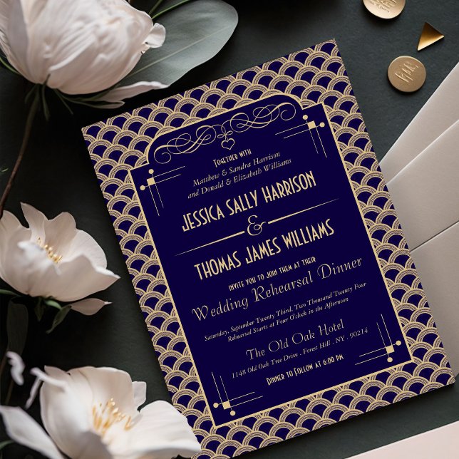 Convite janto de ensaio de casamento Art Deco Gatsby de 19 (Criador carregado)