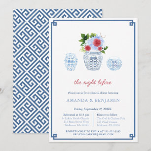 Convite Janto de Ensaio de Casamento Azul Branco Elegante