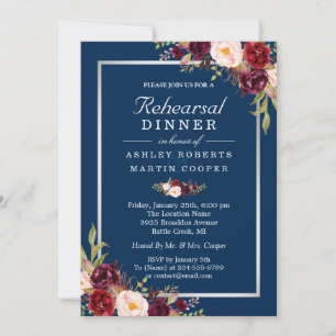 Convite Janto de Ensaio de Casamento Azul da Cinza Floral