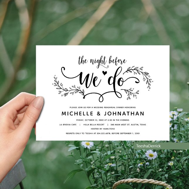 Convite Janto de Ensaio de Casamento Botânico Russo (The Night Before We Do, Wedding Rehearsal Dinner Invites in Eucalyptus Illustration Rustic themed)